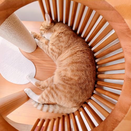 Cat Tree 72.3" Solid Wood Multi (L23.6"xW23.6"xH72.3"(with Cat Scratching Mat Pad))