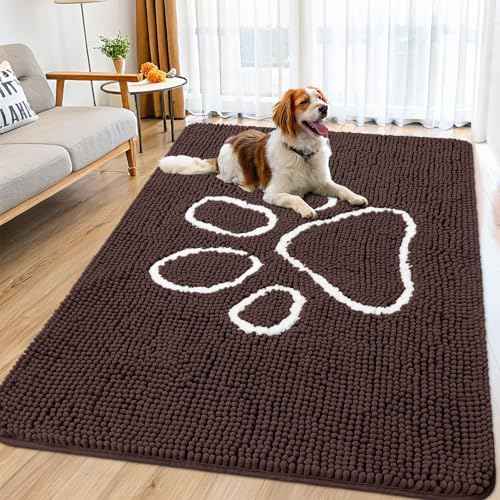 Dog Door Mat for Muddy Paws (70"X32" / Brown and White)