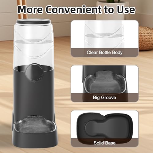 8L Automatic Dog Water Dispenser with Stainless Steel Feeder Bowl (Black)