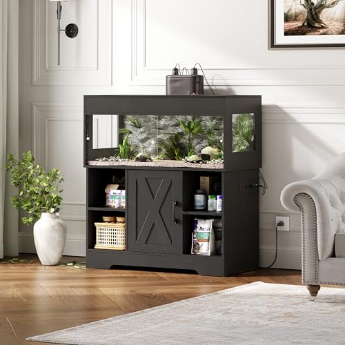 40 Gallon Reptile Terrarium Tank with Cabinet (40 Gallon / Black)