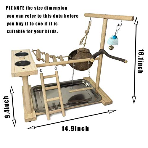 Bird Playground Parakeet Play Stand Wooden Parrot Perch Gym