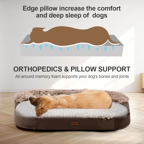 3.7 inch Thickened Orthopedic Dog Beds for Medium Dogs (Brown / 36"Lx27.5"Wx7.1"H)