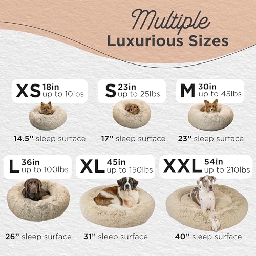Original Calming Donut Dog Bed (Taupe Shag / Small)