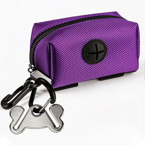 Dog Poop Bag Dispenser Holder Soft Waste Bag Roll Holders Leash Clip Purple (1 Count (Pack of 1) / 1PC Purple)