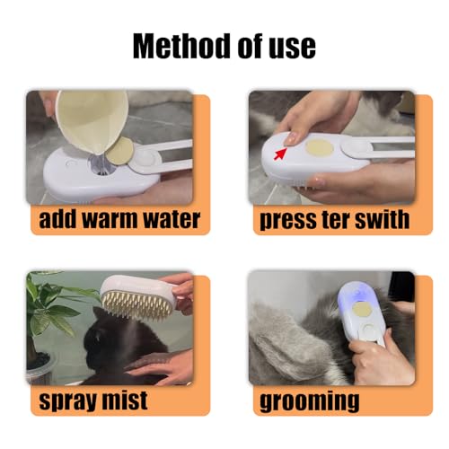 Steam Brush for Cats Dog Steam Brush (White)