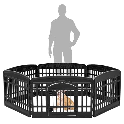 8 Panel Dog Playpen with Door (8 Panel - 24" H / Black)