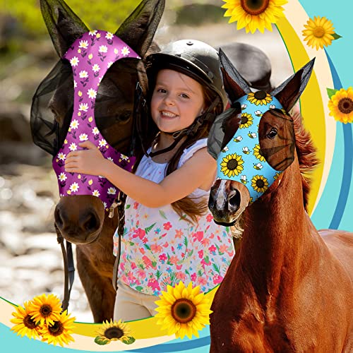 12 Pieces Horse Fly Mask Bulk (Flower Patterns / Medium)