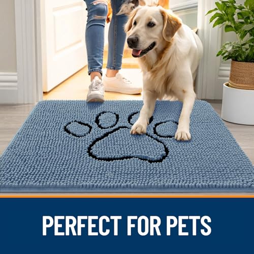 Dog Door Mat for Muddy Paws 30x20 (Airy Blue / 30" X 20")
