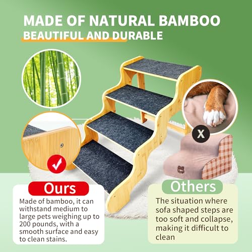 Dog Stairs for Large & Older Dogs (4-Step Natural / 4-Step 29x17x20 inch)