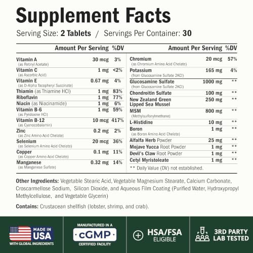 Glucosamine Chondroitin MSM Joint Supplements for Women and Men