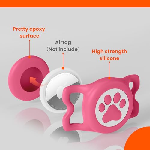 Waterproof Airtag Dog Collar Holder for Apple Air Tag (Rose Red)