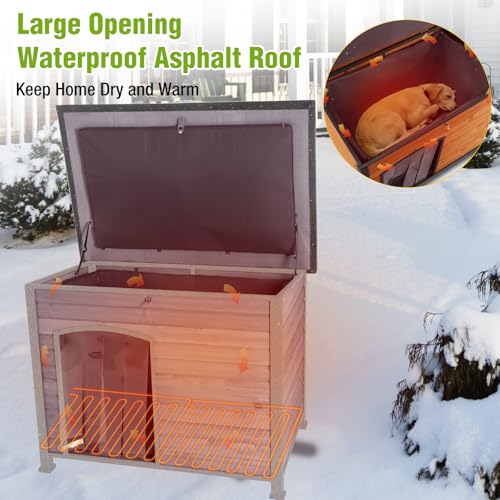 Heated Dog House Outdoor Dog Kennle with Insulated Liner for Winter