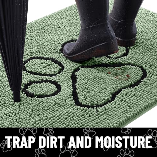 Dog Door Mat for Muddy Paws (48"X30" / Olive Green and Black)
