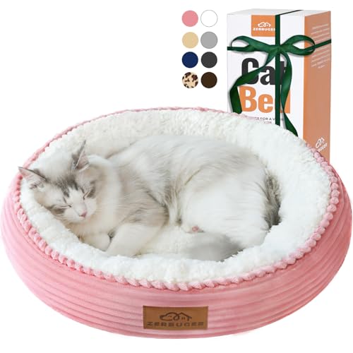 20in Pink Round Dog Bed Sofa for Dogs Cats (Pink / Small)