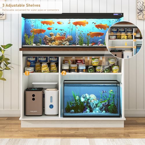 Farmhouse 30 40 Gallon Fish Tank Stand w (Rustic White / 30-40 Gallon)
