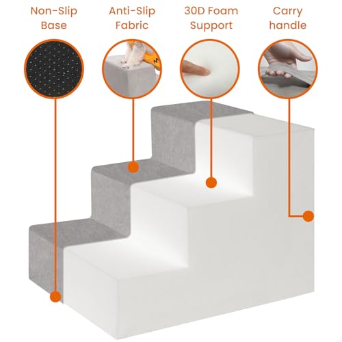 Dog Stairs for Small Dogs & Cats (Square Corner / 5 steps: 29.92''L×15.75''W×22.83''H)
