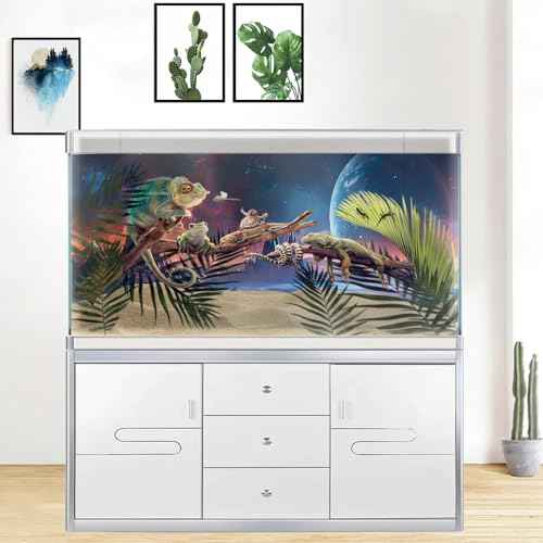 Scarlet Cosmic Aquarium Background (60X24in/150X60cm / Star03)