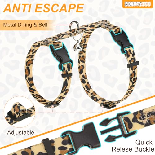 Cat Harness and Leash Set (Medium(Chest: 14"-22") / Leopard Khaki)