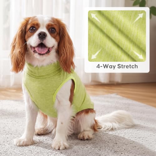 2Pack Dog Sweater for Small Dogs Soft Pet Coats Fleece Sweatshirt (Large (12-18lbs) / 4# Stripe+Green)