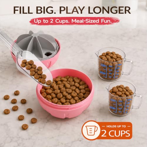 XL Rolling Dog Treat Dispenser Toys Wobble Giggle Ball Slow Feeder (Pink)