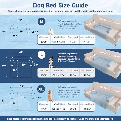 Large Dog Cooling Bed for Sofa (Light Blue / 41"L x 37"W x 5"Th)