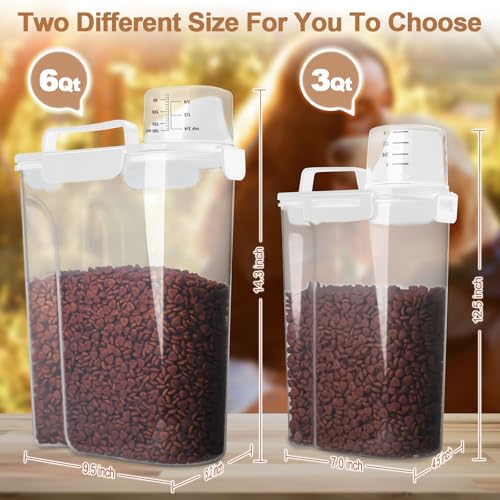 Dog Food Storage Container (White 6Qt + 3Qt)
