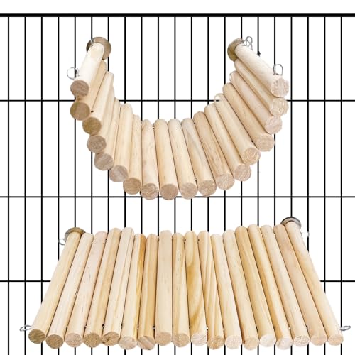 2Pcs Chinchilla Wood Ledge Hamster Wooden Flexible Platform Perch Climbing Toys Cage Accessories for Rat Mouse Sugar Glider Small Animal (9.8 × 5.9 inch)