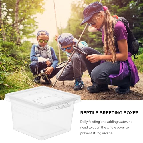 Transparent Reptile Breeding Box Mini Feeding Cage Tank with Lid 2.67X2.16X1.77 Inch Compact Lightweight Habitat for Spider Scorpion Gecko Snake