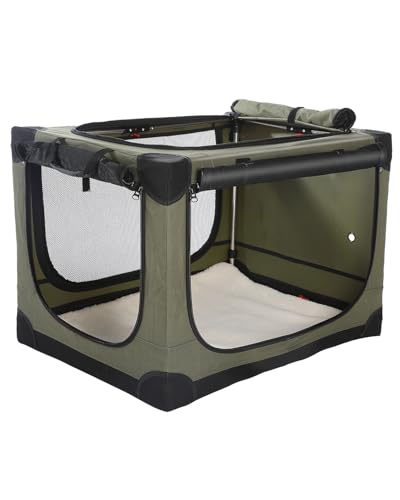 30 x 21 x 21 Inch Collapsible Soft Dog Crate for Dogs Up to 50 lbs (30.0"L x 21.0"W x 21.0"H / Green)