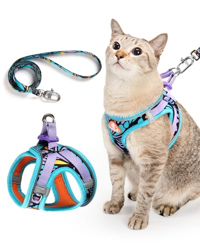Upgraded Cat Harness and Leash Set (Blue Butterfly Magic / XS)