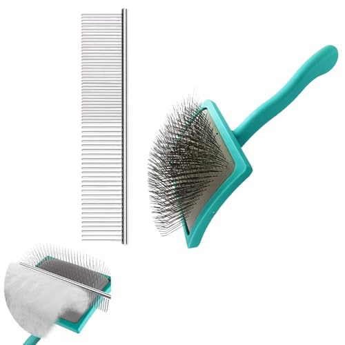Extra Long Pin Dog Grooming Brush Haired Dogs & Pet Comb Value Kit (Vlaue Kit)