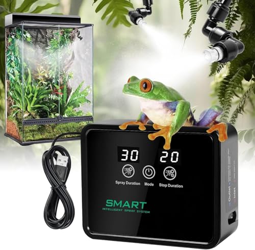 Automatic Reptile Mister Timer 360 Nozzle Terrarium Misting System (black)