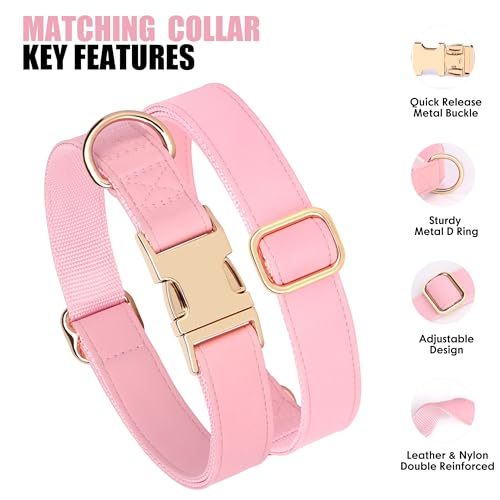 Soft PU Leather Dog Collar (L: Fit 16-27" Neck(55-110 lbs) / Pink)
