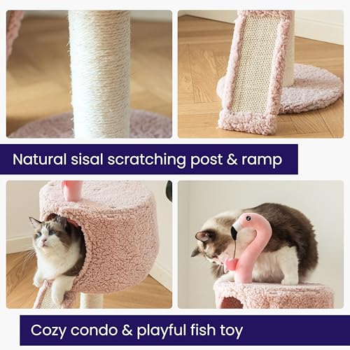 2 Level Small Cat Tree with Condo (Pink)