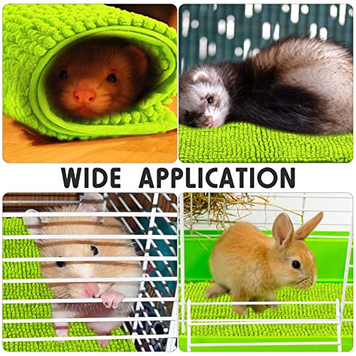 4 Pcs Guinea Pig Cage Liner (Green / 16 x 24 Inch / Low Pile Chenille)