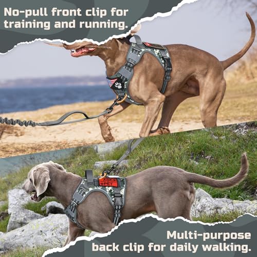 Tactical Dog Harness for Medium (Grey Camo / Medium)