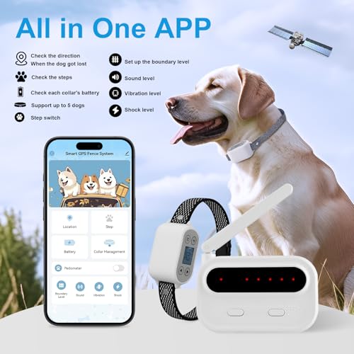 GPS Wireless Dog Fence System with App Control (White)
