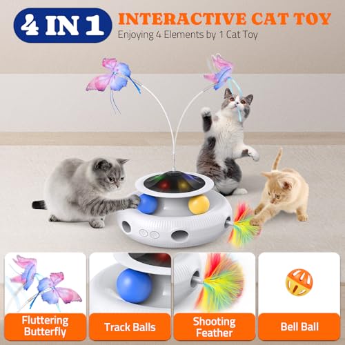 Cat Toys Automatic Interactive Kitten Toys for Indoor Cats (White)