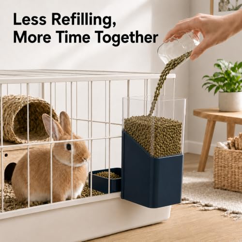 41 oz Hanging Gravity Feeder for Small Animal Cages Rabbit & Guinea Pig (Dark Blue)