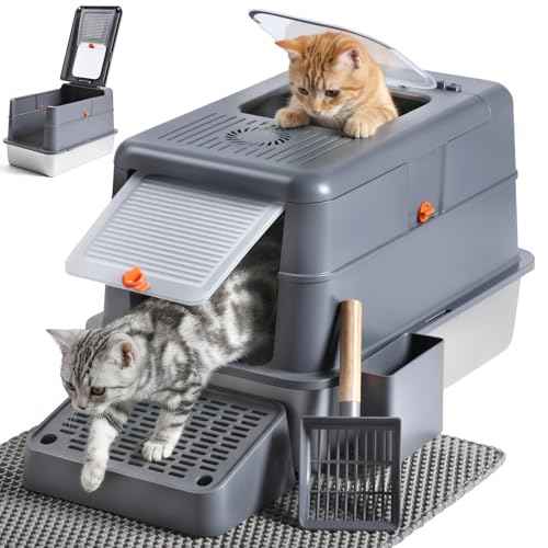 Enclosed Stainless Steel Cat Litter Box with Lid