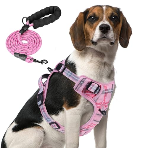 No Pull Dog Harness Medium Sized (Pink Plaid / Medium)