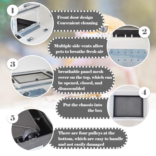 Plastic Reptile Feeding Box with Wheels (【Black】)