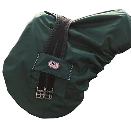 Nylon Waterproof Fleece Lined Ride On English Saddle Cover (Hunter Green)