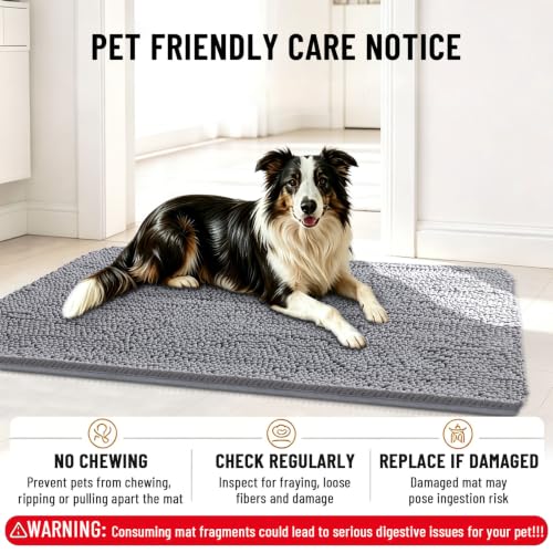 Dog Door Mat for Muddy Paws 59x20 (Grey / 59"X20")