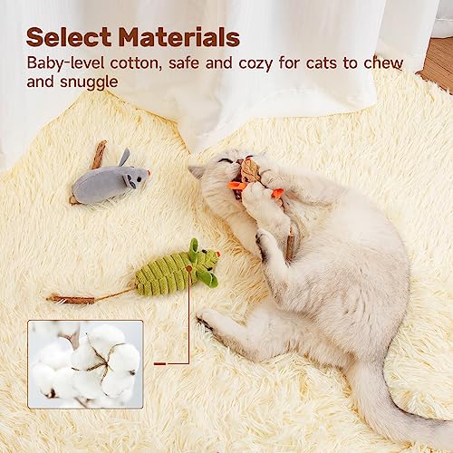 Cat Toys 3pcs Squeak Mice Interactive Catnip Silvervine Animals (8.0 Inches)