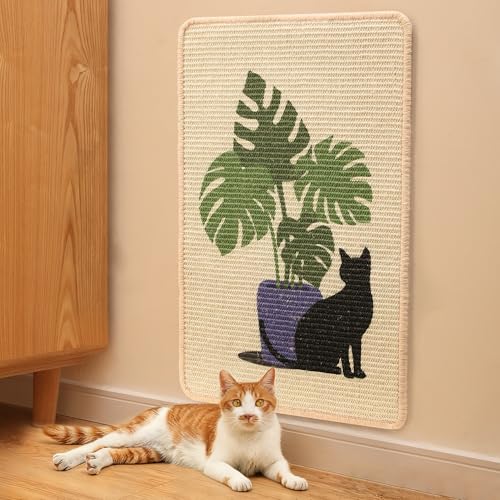 Sisal Cat Scratching Mat (Monstera-23.6 x 15.7 Inch)