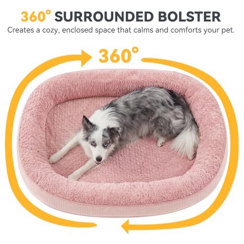 Orthopedic Dog Bed for Extra Large Dogs (Pink / 48"l X 35"w X 7.5"th)