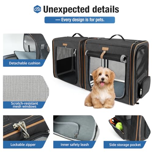 Extra Large Cat Carrier for 2 Cats (Black)