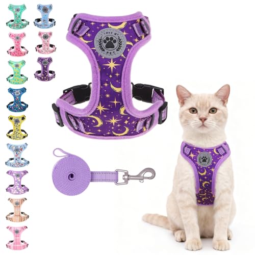 Cat Harness and Leash Set (Star Purple / S (Chest: 11 - 16"))