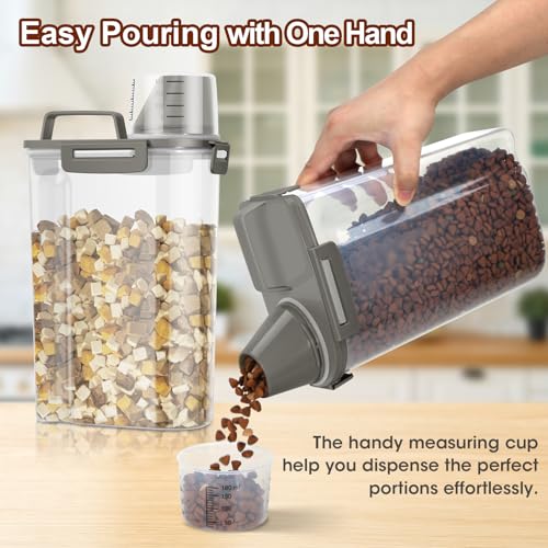 Small Dog Cat Food Storage Containers 2 Pack (Dark Grey -2Pcs 3Qt)